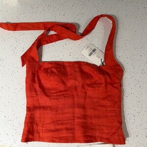 Reformation Maika Linen Top. Size 2 (fits like 4). NEVER WORN. TAGS ON.